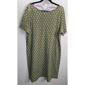 Boden 100% Cotton Olive Paisley Print Shift Dress US 16 18 UK 20R